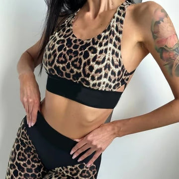 BREEHER Backless Leopard Pattern Vest Sports Bras
