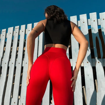 Hot Red Hip-lifting Tight High Waist Peach Yoga Leggings