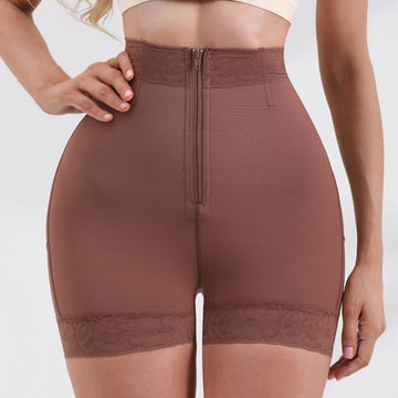 Tummy Control High-Waisted Zipper Booty Lift Shaper Shorts