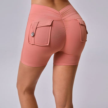 Back V Cargo Pocket Hip-lifting Peach Hip Fitness Yoga Shorts
