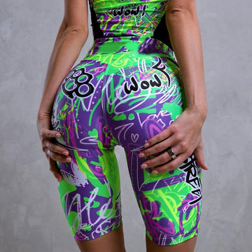 Letter Print Hip-Lifting Sports Shorts