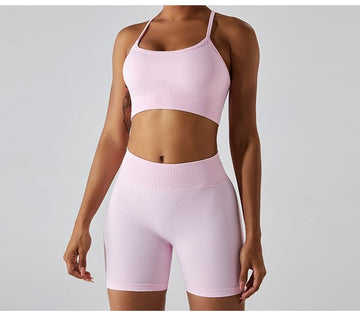 Sexy Backless Hollow Cross Strap Yoga Top With Chest Pads