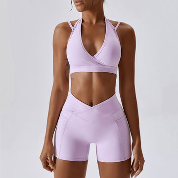 BREEHER V Waist Halter Vest Butt Lift Two Piece Set Sports Suits
