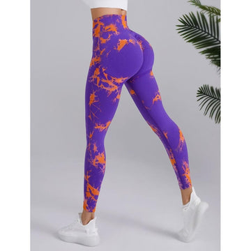 BREEHER Tie Dye High Waist Shaping Hip Lifting Leggings