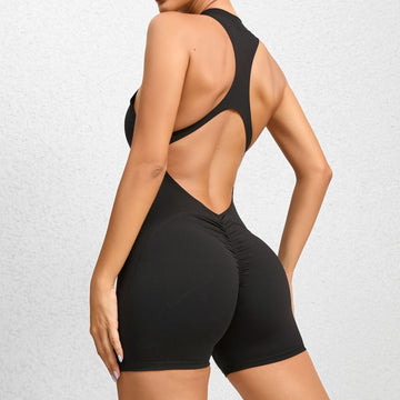 BREEHER Women's Zipper Sports Quick-drying Fitness Jumpsuit