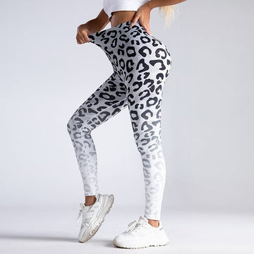 Gradient Leopard Printed Hip-Lifting Yoga Leggings