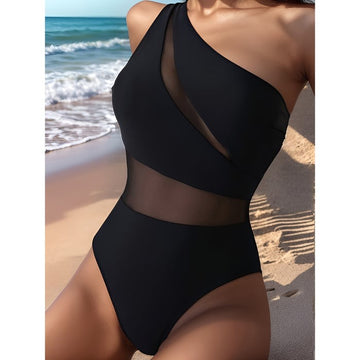 Mesh Hollowout one piece Swimsuit