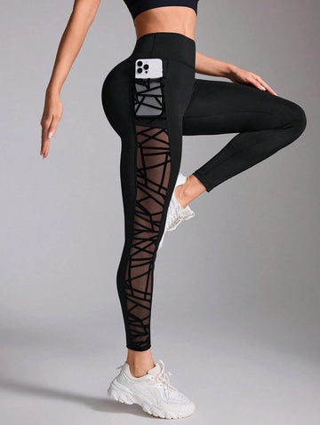 Female Mesh Splice Yoga Leggings