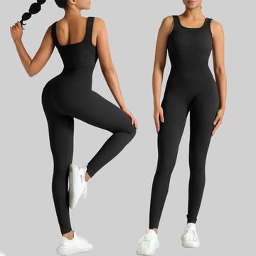 Ribbed Solid Color Suspender Seamless Sports Fitness Yoga Jumpsuit