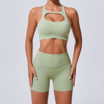 BREEHER Cutout Shorts Two Piece Set Sports Suits