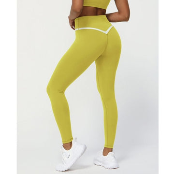 BREEHER Contrasting Color Cross V Waist Leggings