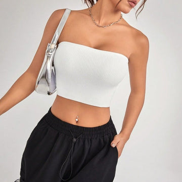 BREEHER Ribbed Breathable Tube Top Bras