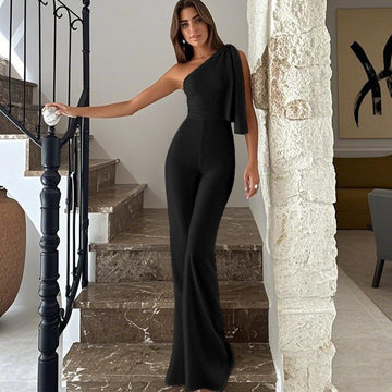 Sexy Off-shoulder Asymmetric Strappy Jumpsuit