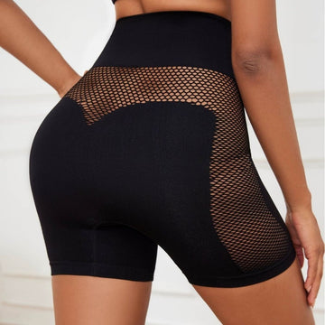 Sexy Mesh See-Through Seamless High Waist Hip-Lifting Shorts