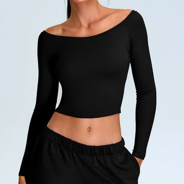 Sexy One Shoulder Long Sleeve Yoga Fitness Top