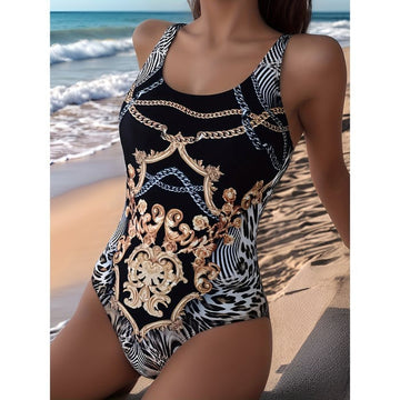 Printed One Piece Swimsuit
