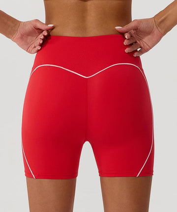 Heart Contrast Color High Waist Hip Lift Yoga Shorts