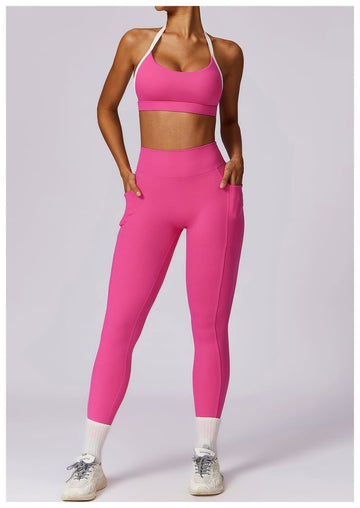 BREEHER Backless Vest Hip Lifting Two Piece Set Sports Suits