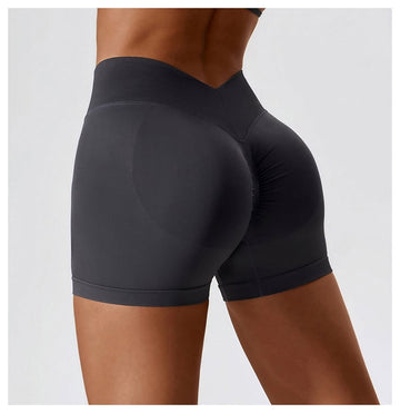 BREEHER V Waist Ruched Hip Lifting Quick Drying Shorts