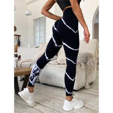 BREEHER Tie Dye High Waist Shaping Hip Lifting Leggings