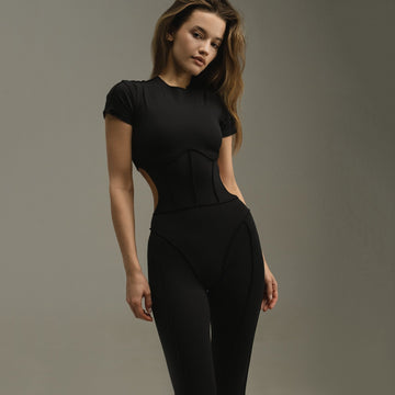Sexy Line Hollow Back Zipper Jumpsuit