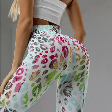 BREEHER Colorful Leopard Printed Hip Lift Leggings
