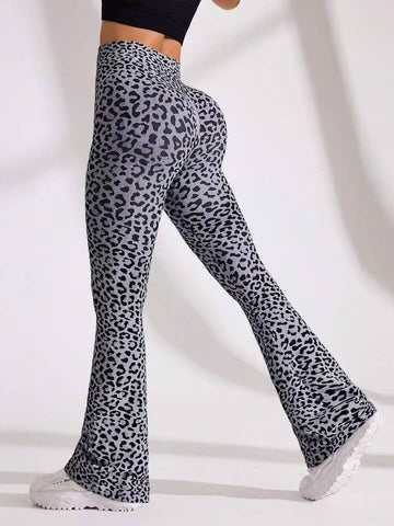 Female Leopard Print Flare High-rise Leggings
