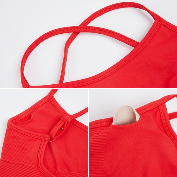 Sexy Backless Hollow Cross Strap Yoga Top With Chest Pads