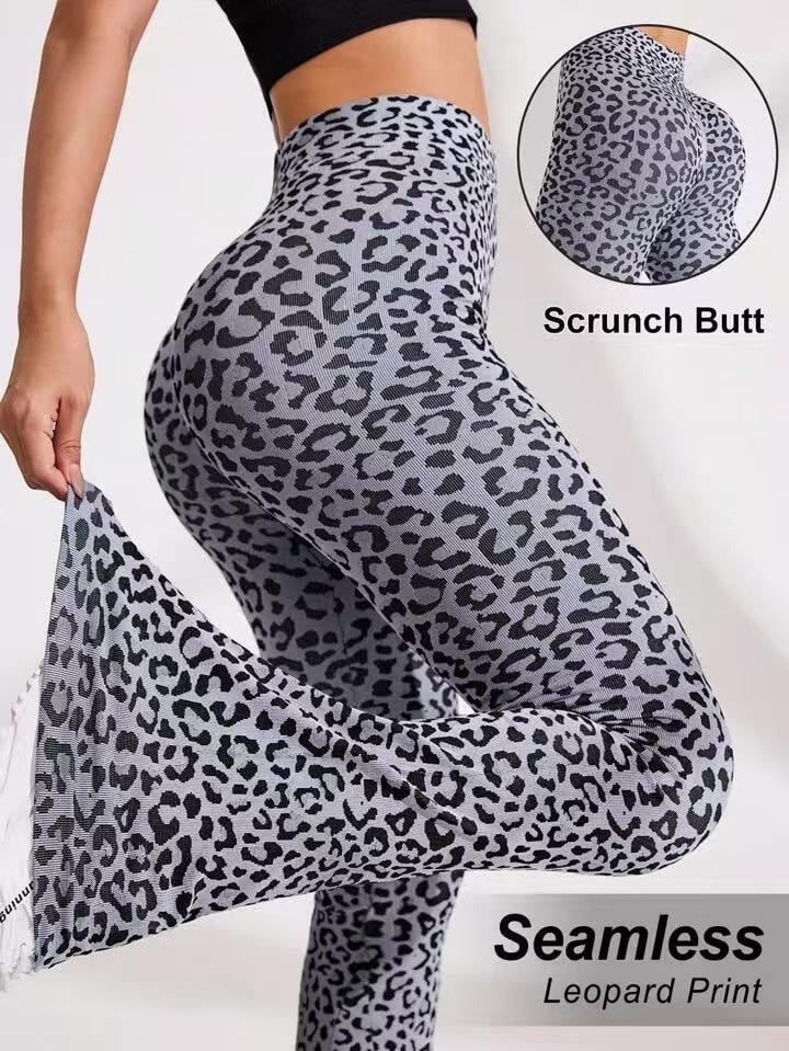 Female Leopard Print Flare High-rise Leggings