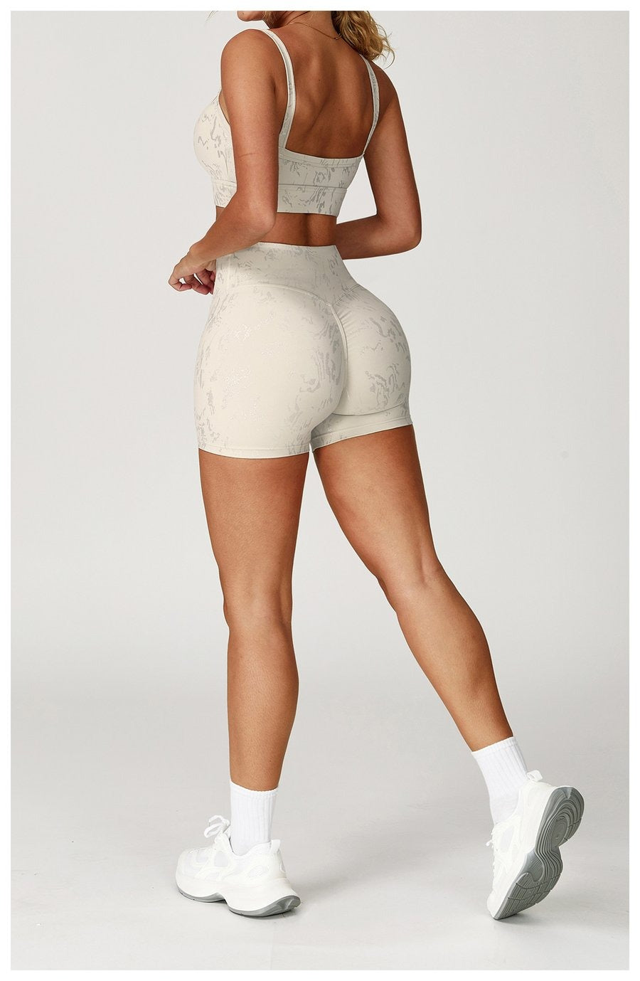 Gold Foil High Waist Nude Yoga Shorts