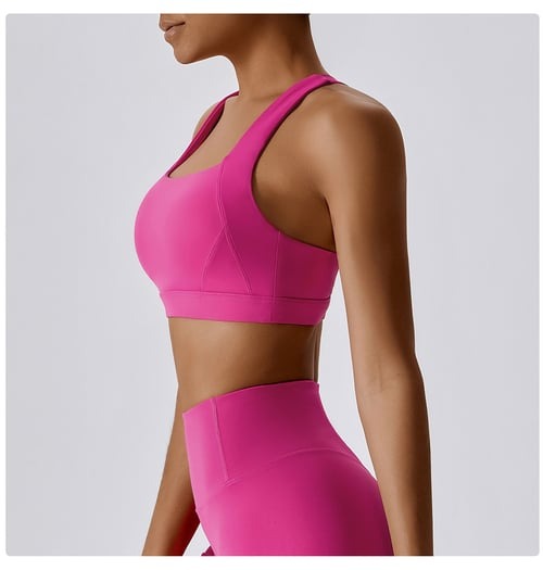 BREEHER Cross Straps Back Patchwore Vest Sports Bras