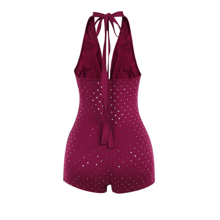 Sexy Diamond Deep V Neck Halterneck Hip Lift Jumpsuit