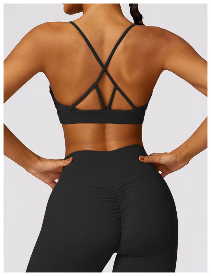 BREEHER U Neck Cross Straps Quick Drying Sports Bras