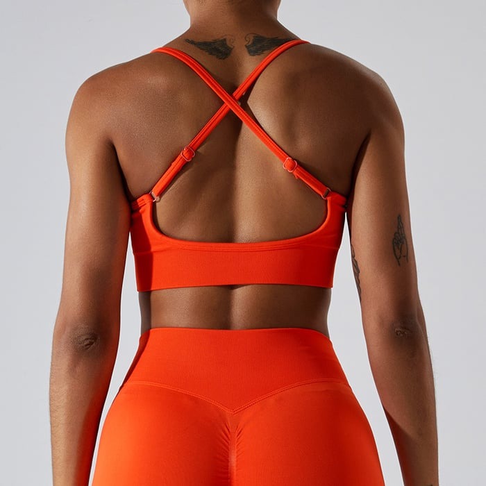 Sexy Backless Hollow Cross Strap Yoga Top With Chest Pads