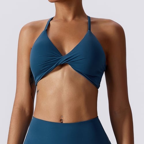 BREEHER Twisted Knotted Backless Seamless Sports Bras