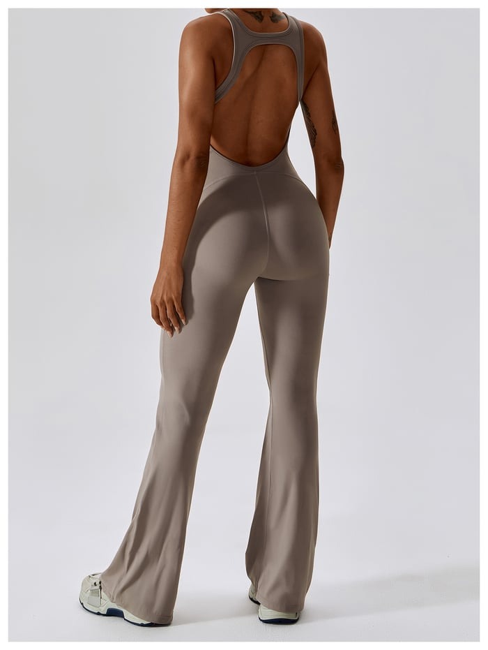 BREEHER Backless Flared Pants Quack Drying Highly Elastic Jumpsuits