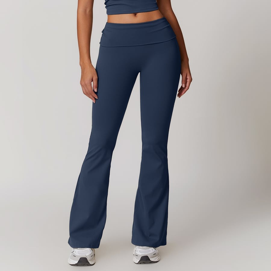 BREEHER Folded Waist Seamless Quick Drying Hip Lifting Leggings