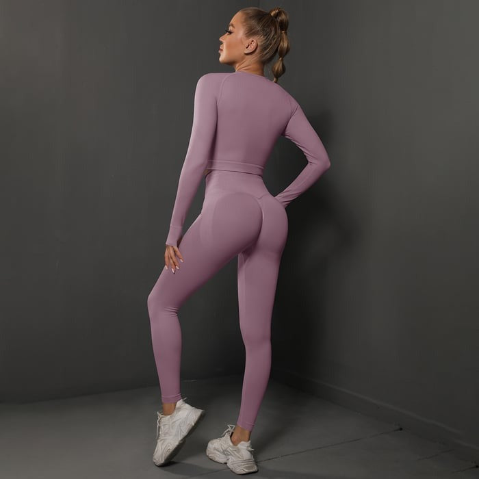 BREEHER Shaping Long Sleeved Butt Lift Two Piece Set Sports Suits