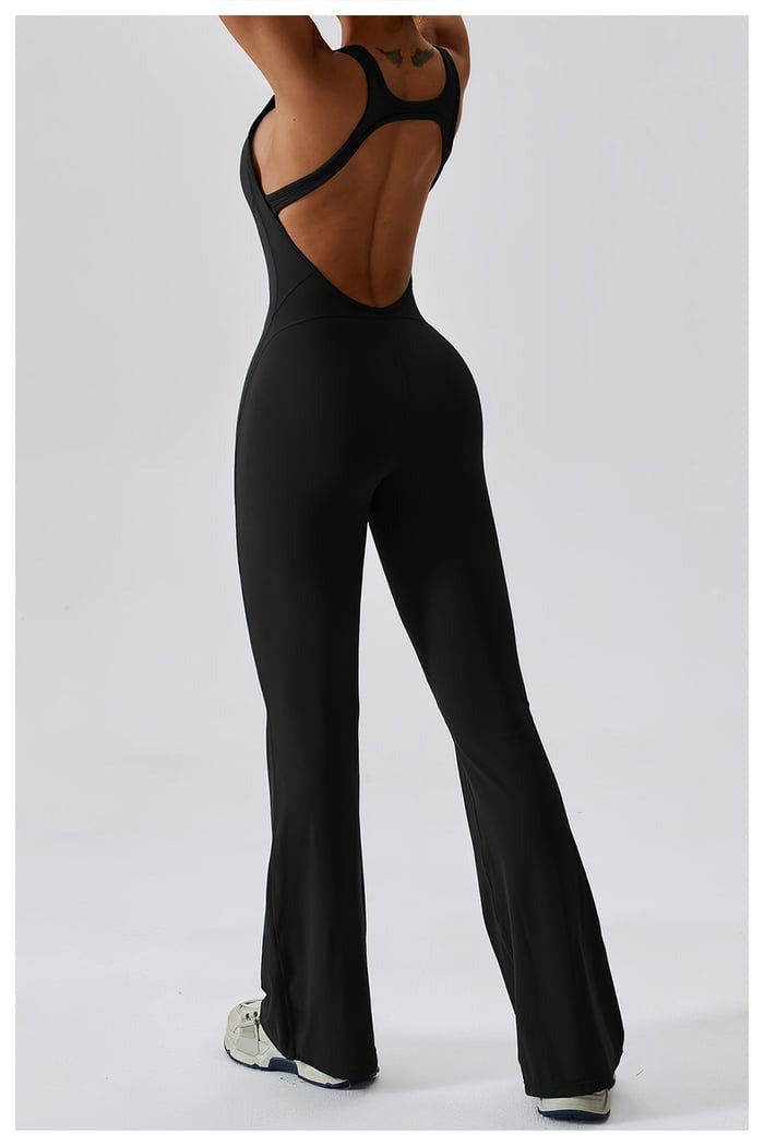 BREEHER Backless Flared Pants Quack Drying Highly Elastic Jumpsuits