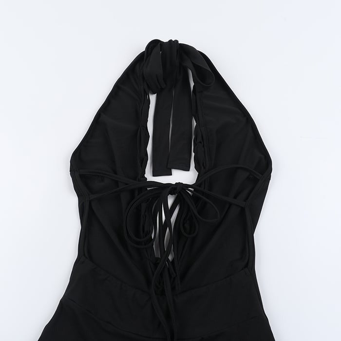 Sexy Deep V Braided Halter Neck Jumpsuit