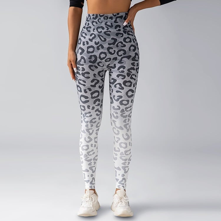 BREEHER Leopard Gradient High Waist Elasticity Quick Drying Leggings