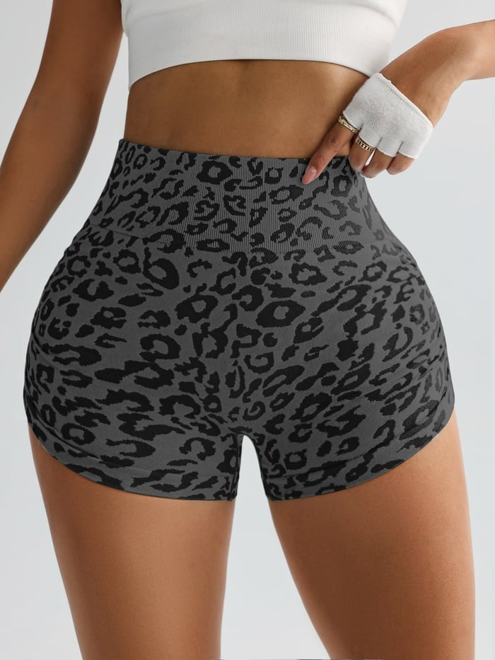 Female Leopard Print Seamless Booty Shorts