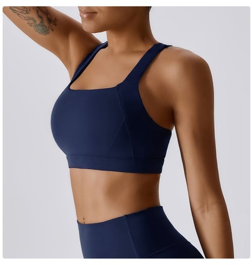 BREEHER Cross Straps Back Patchwore Vest Sports Bras