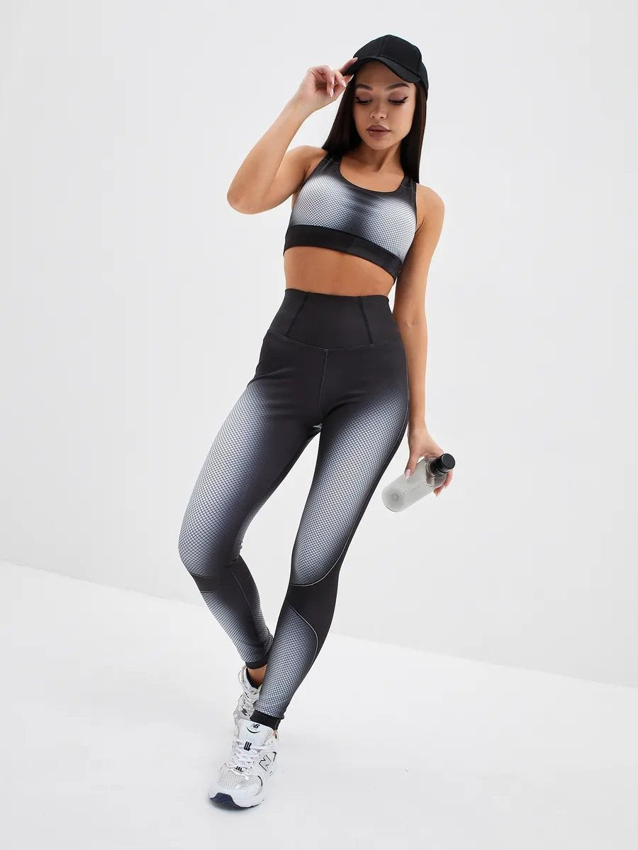 Female Gradient Checke Printed Hip Lift Leggings