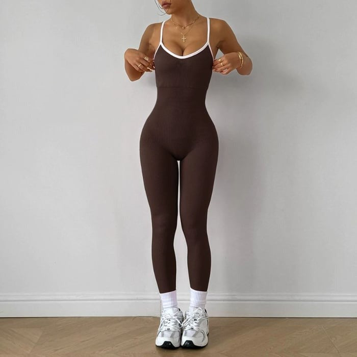 BREEHER Strappy Quick-drying Threaded One Piece Jumpsuits