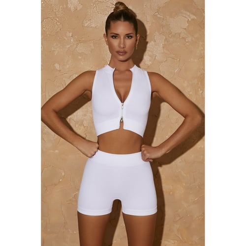 BREEHER Zipper Ribbed Sleeveless Vest Bras