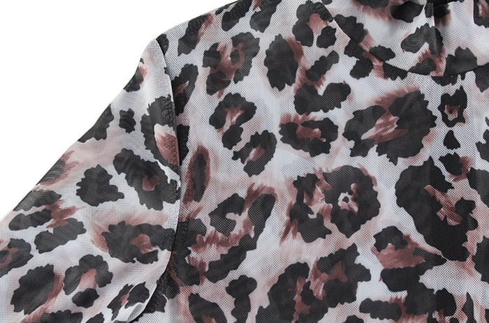 Sexy Mesh Leopard Print Long Sleeve Jumpsuit Romper