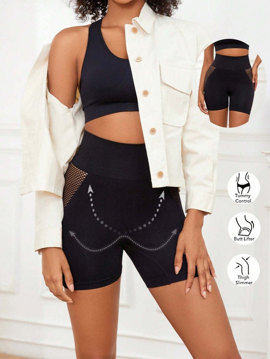 Sexy Mesh See-Through Seamless High Waist Hip-Lifting Shorts