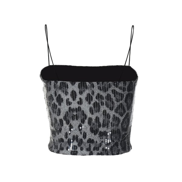 Sexy Leopard Print Sequin Suspenders Top