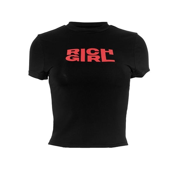 Sexy Letter Print Round Neck T-shirt Top